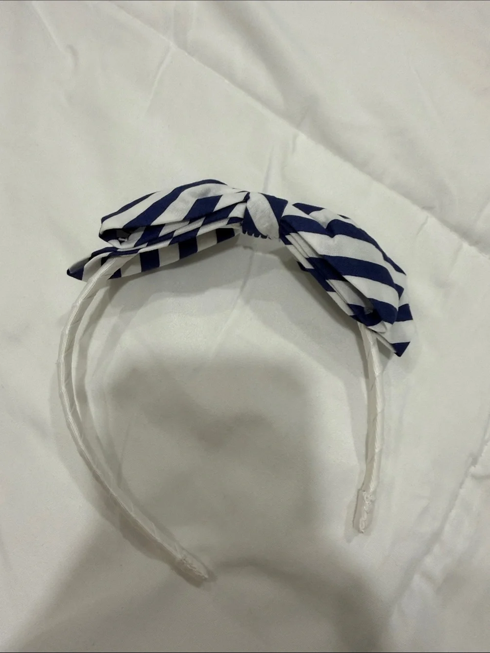 Janie and Jack Blue and White Striped Bow Headband